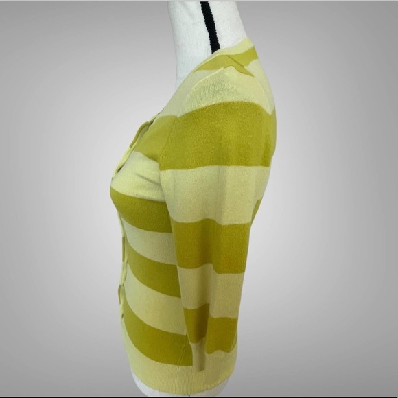 The Limited Dark Yellow/Yellow Stripe Cardigan with 3/4 length sleeves Size XS - Picture 4 of 6
